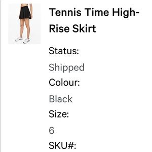 Lululemon Tennis time high-rise Skirt